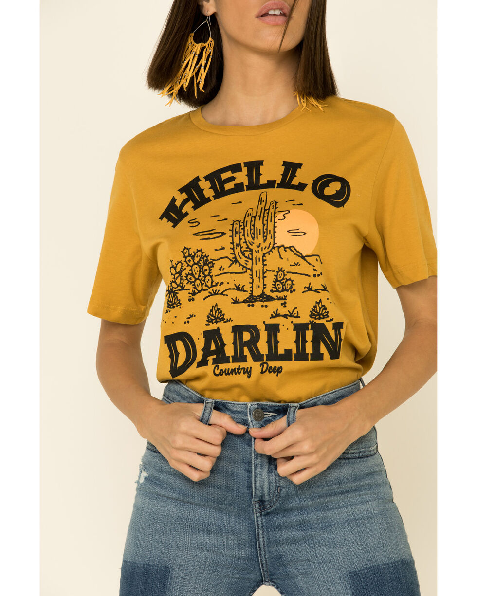 Womens Western Shirt Country music shirt Hello DARLIN' Shirt Darlin shirt 